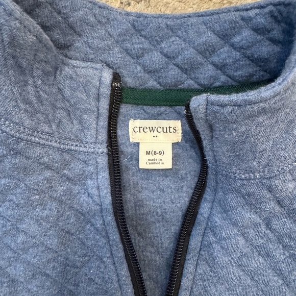 J. Crew Boys Blue Quilted Quarter Zip Size Medium - Picture 3 of 4